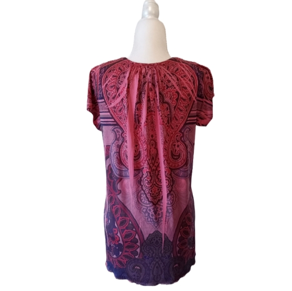 AztecTribal V-Neck Boho Short-Sleeve Top-L - Picture 4 of 5